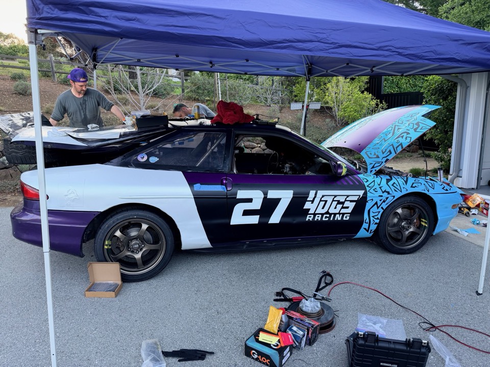 The Beast under the canopy getting prepped in Sonoma